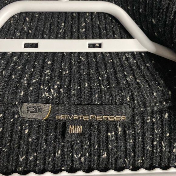 Private Member Men’s Marled Black Knit Sweater Full Zip Jacket - Picture 4 of 7